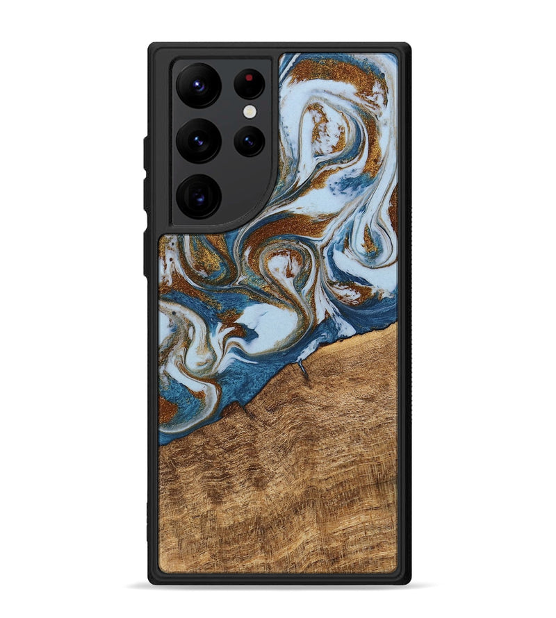 Galaxy S22 Ultra Wood Phone Case - Indy (Teal & Gold, 745310)