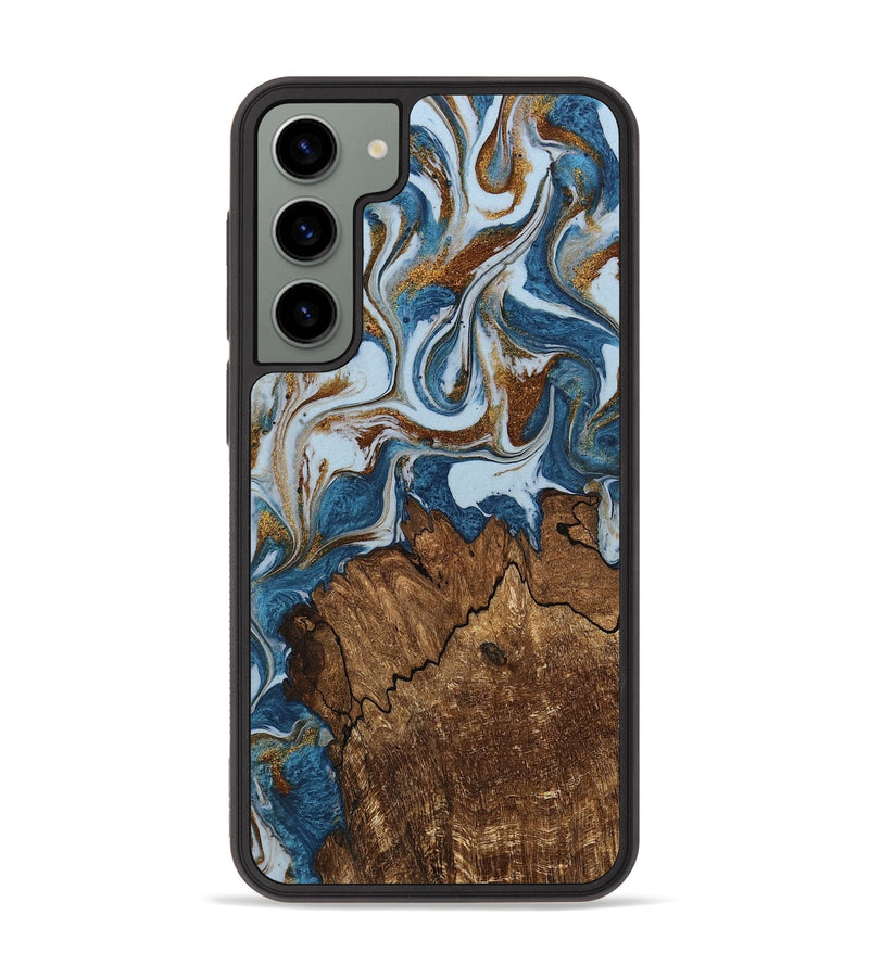 Galaxy S23 Plus Wood Phone Case - Izayah (Teal & Gold, 745312)