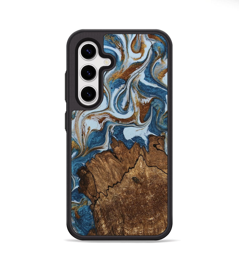 Galaxy S25 Plus Wood Phone Case - Izayah (Teal & Gold, 745312)