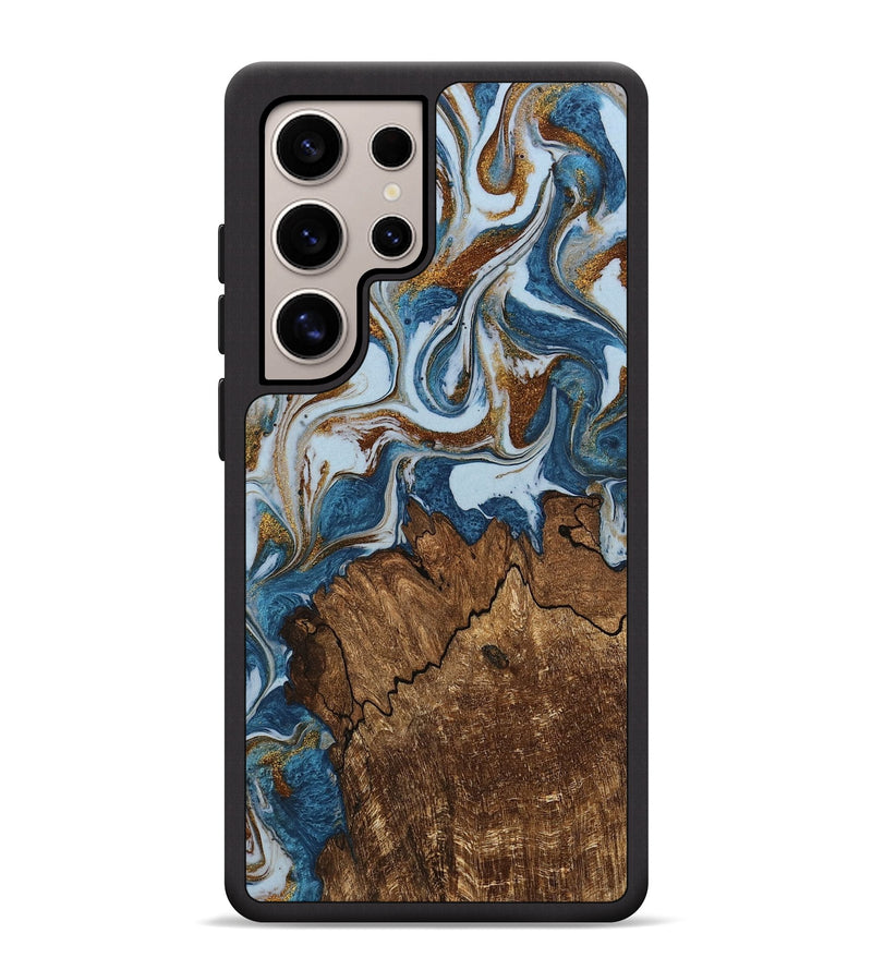 Galaxy S25 Ultra Wood Phone Case - Izayah (Teal & Gold, 745312)