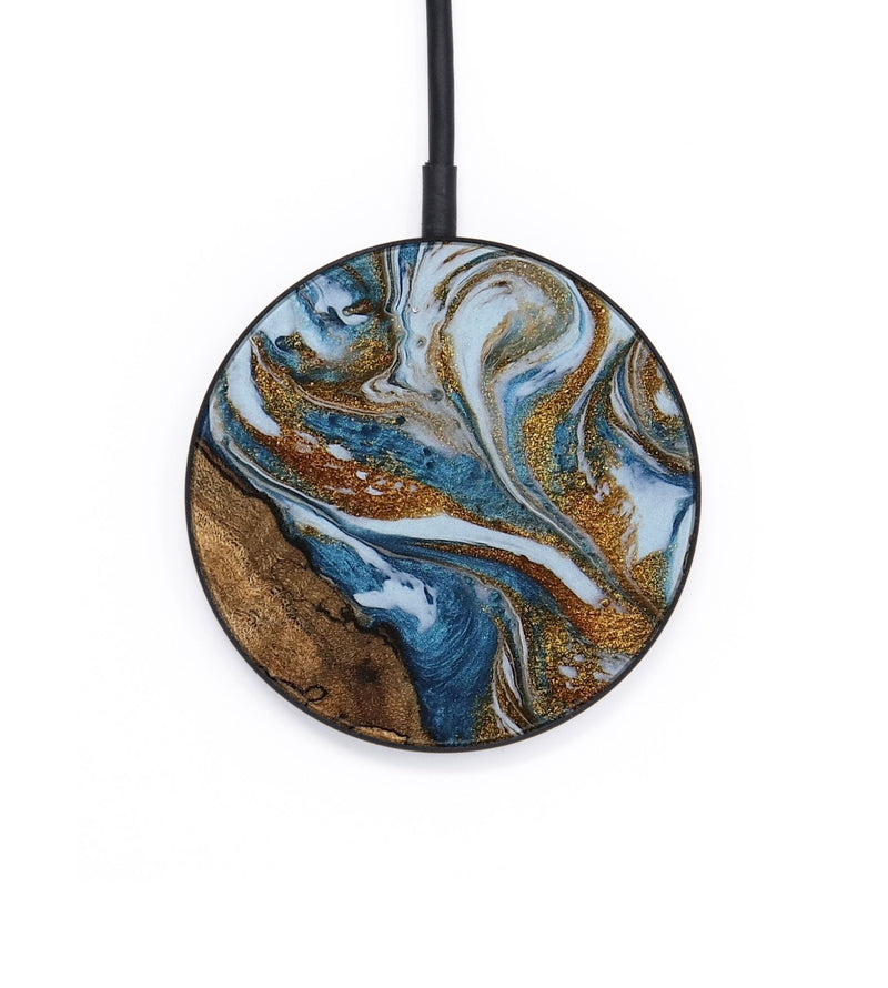 Circle Wood Wireless Charger - Verlon (Teal & Gold, 745319)