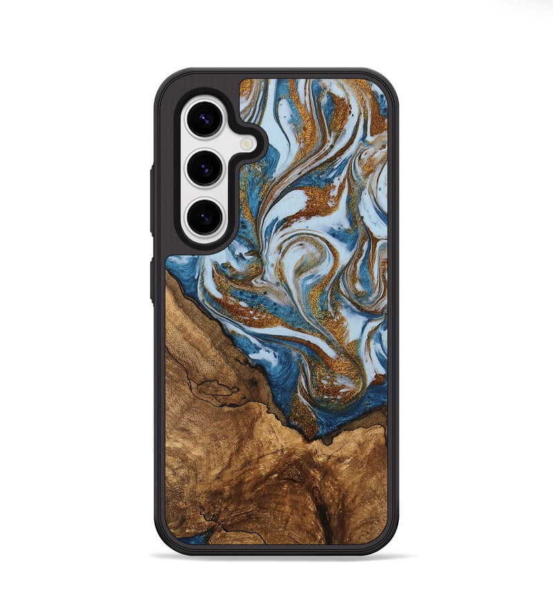 Galaxy S25 Plus Wood Phone Case - Verlon (Teal & Gold, 745319)