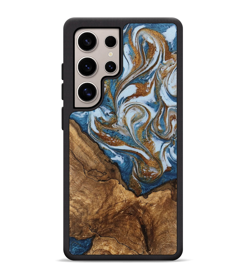 Galaxy S25 Ultra Wood Phone Case - Verlon (Teal & Gold, 745319)