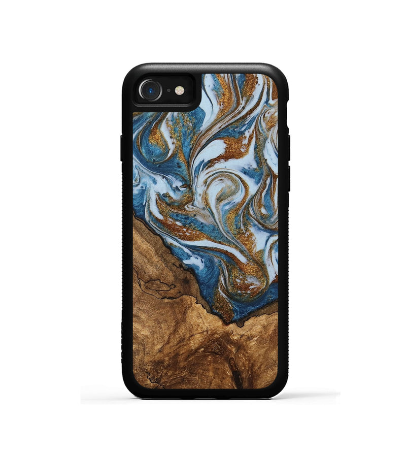 iPhone SE Wood Phone Case - Verlon (Teal & Gold, 745319)