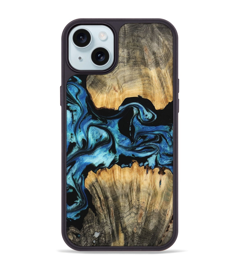 iPhone 15 Plus Wood Phone Case - Darina (Blue, 745323)