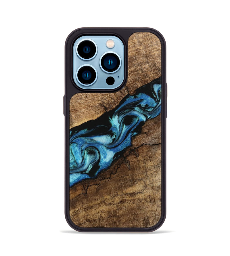 iPhone 14 Pro Wood Phone Case - Blithe (Blue, 745324)