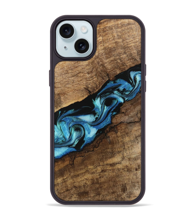 iPhone 15 Plus Wood Phone Case - Blithe (Blue, 745324)