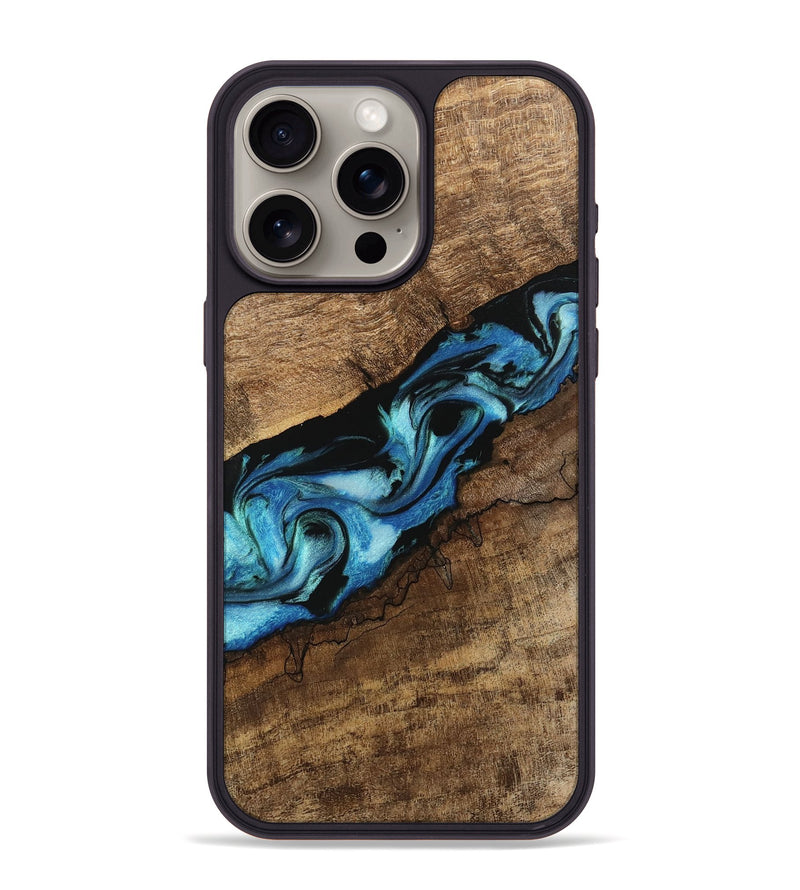 iPhone 15 Pro Max Wood Phone Case - Blithe (Blue, 745324)