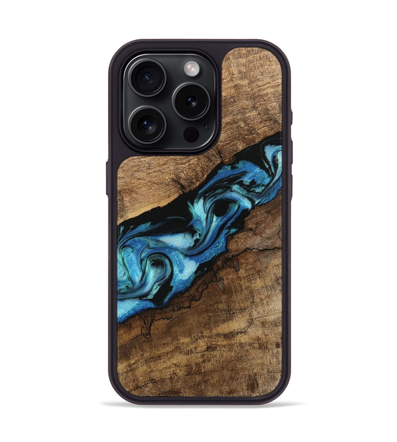 iPhone 15 Pro Wood Phone Case - Blithe (Blue, 745324)