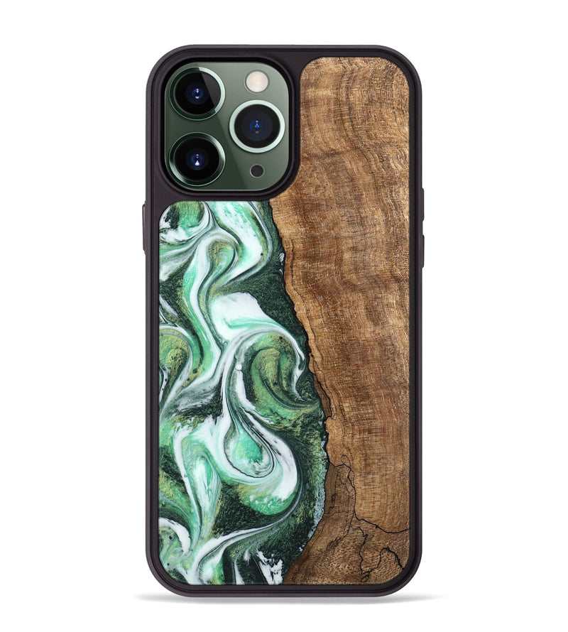 iPhone 13 Pro Max Wood Phone Case - Tania (Green, 745327)