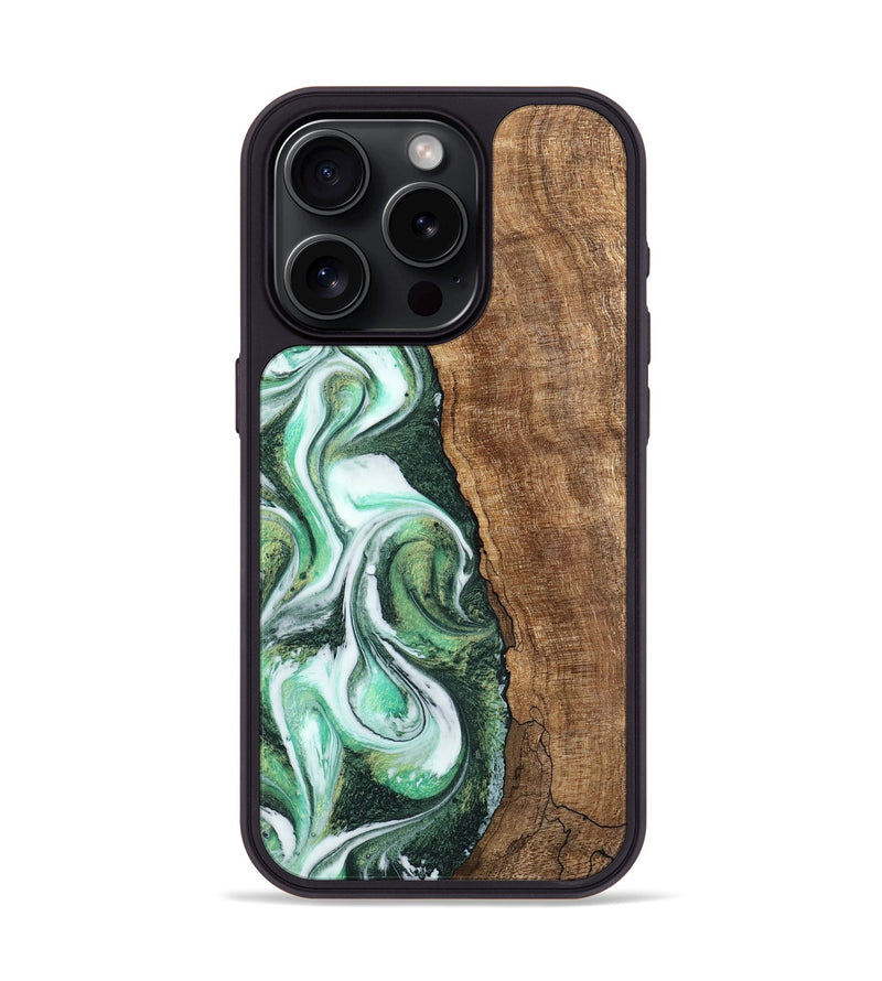 iPhone 15 Pro Wood Phone Case - Tania (Green, 745327)