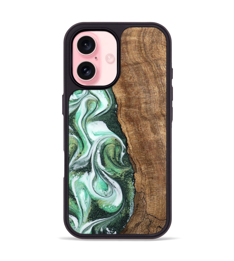 iPhone 16 Wood Phone Case - Tania (Green, 745327)