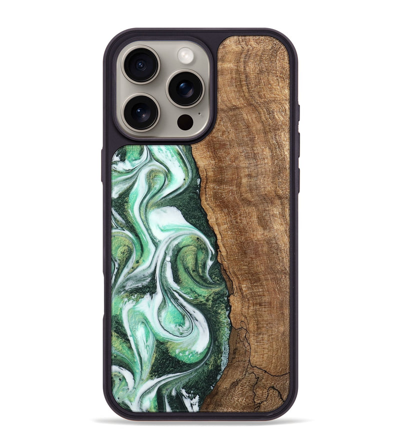 iPhone 16 Pro Max Wood Phone Case - Tania (Green, 745327)