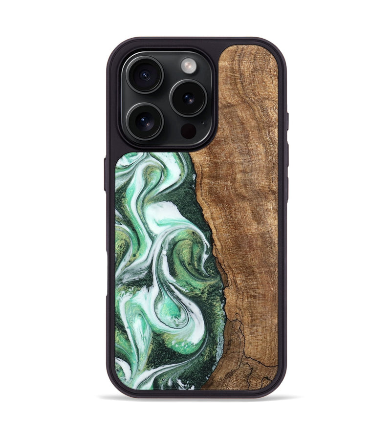 iPhone 16 Pro Wood Phone Case - Tania (Green, 745327)