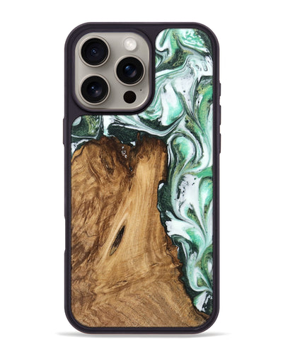 iPhone 16 Pro Max Wood Phone Case - Angy (Green, 745391)