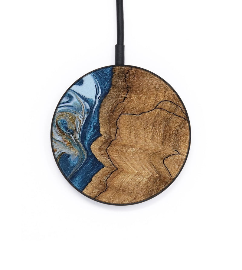 Circle Wood Wireless Charger - Latifah (Teal & Gold, 745438)