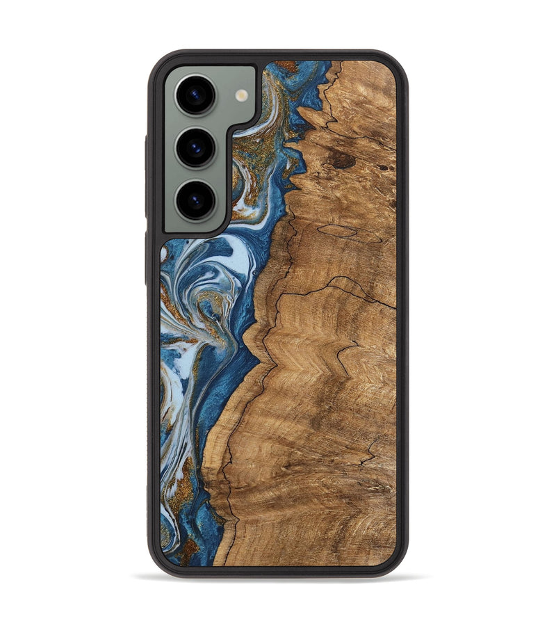 Galaxy S23 Plus Wood Phone Case - Latifah (Teal & Gold, 745438)