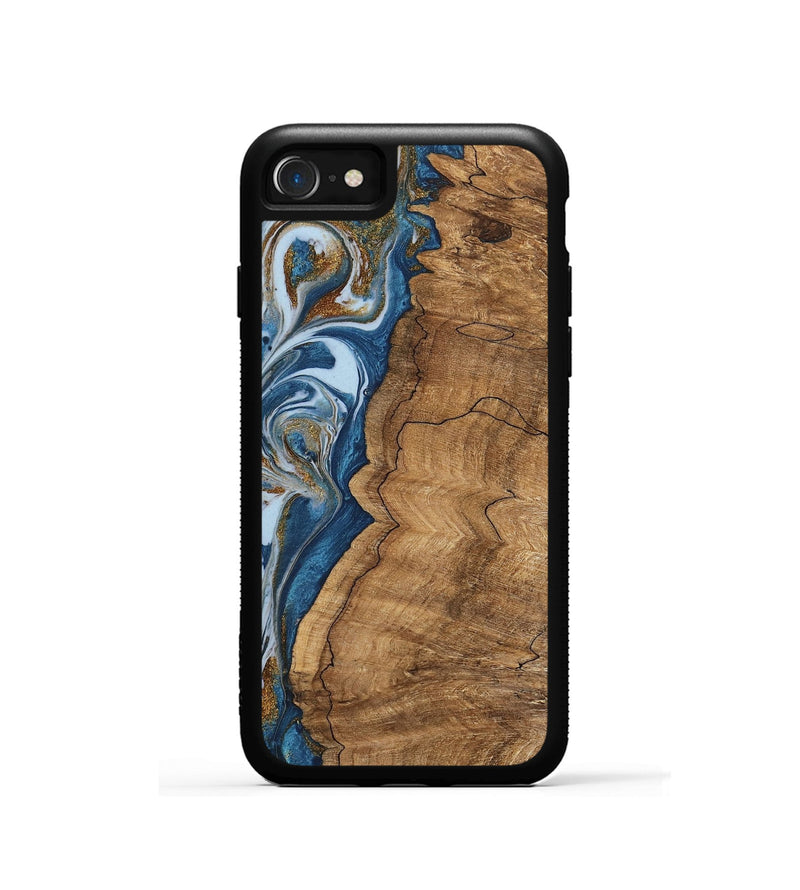 iPhone SE Wood Phone Case - Latifah (Teal & Gold, 745438)