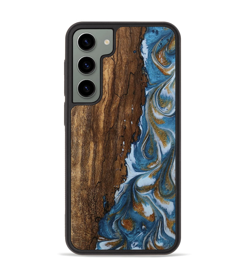 Galaxy S23 Plus Wood Phone Case - Loney (Teal & Gold, 745439)