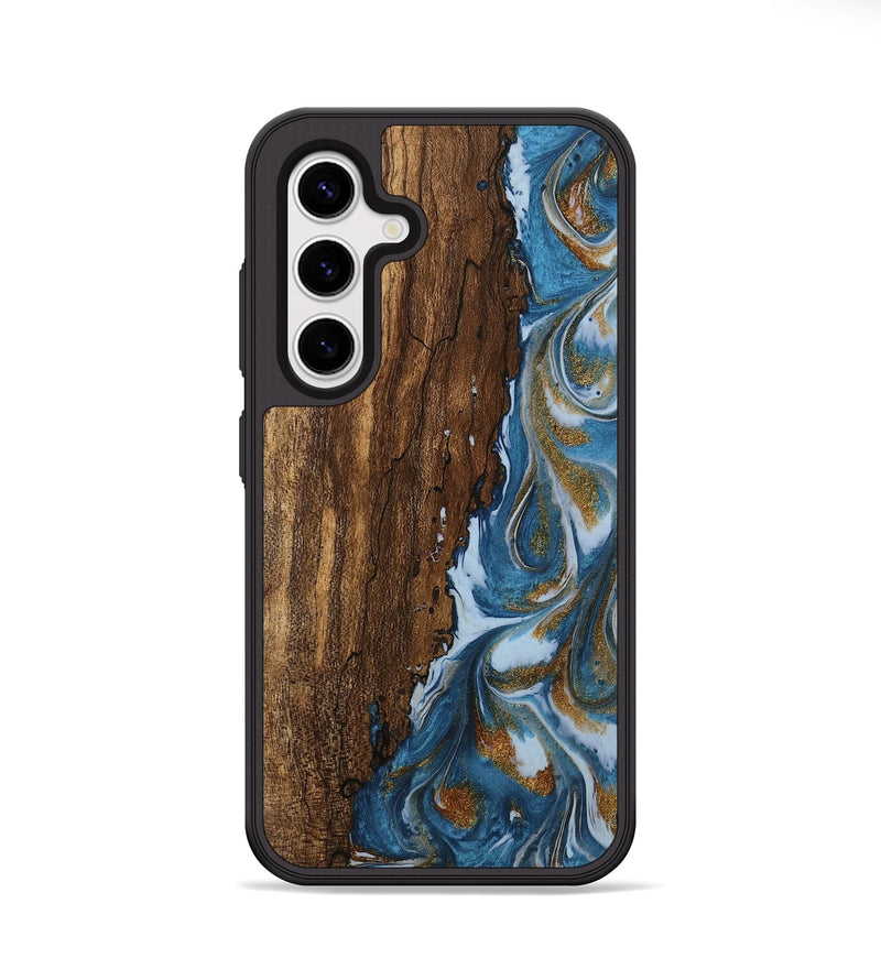 Galaxy S25 Plus Wood Phone Case - Loney (Teal & Gold, 745439)