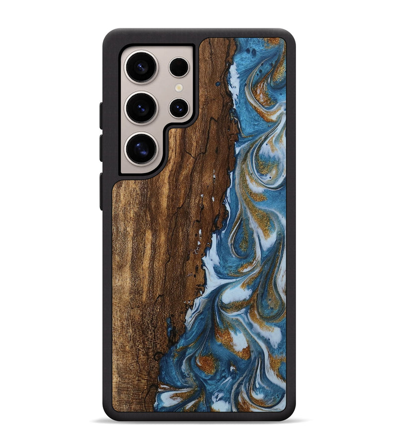 Galaxy S25 Ultra Wood Phone Case - Loney (Teal & Gold, 745439)