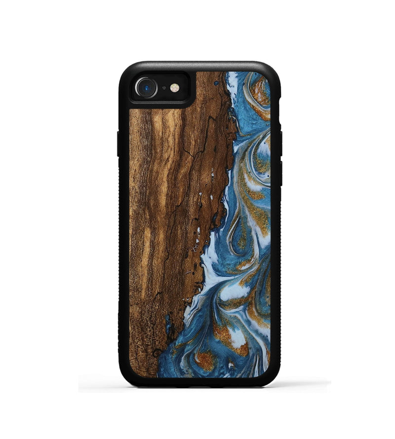 iPhone SE Wood Phone Case - Loney (Teal & Gold, 745439)