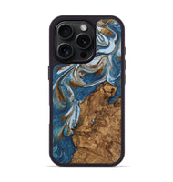 iPhone 16 Pro Wood Phone Case - Refugio (Teal & Gold, 745445)