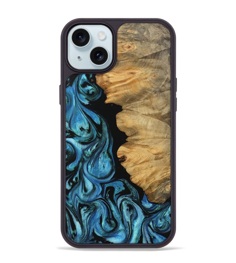 iPhone 15 Plus Wood Phone Case - Chahram (Blue, 745447)