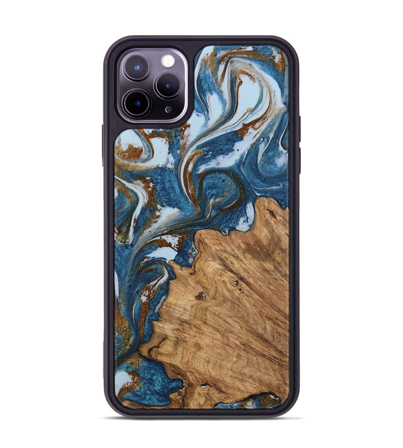 iPhone 11 Pro Max Wood Phone Case - Dodi (Teal & Gold, 745448)