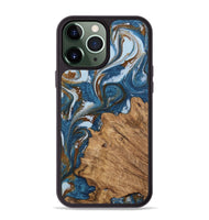 iPhone 13 Pro Max Wood Phone Case - Dodi (Teal & Gold, 745448)