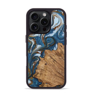 iPhone 16 Pro Wood Phone Case - Dodi (Teal & Gold, 745448)