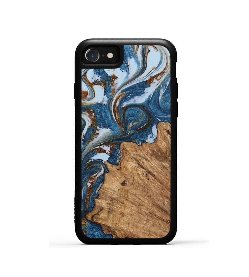 iPhone SE Wood Phone Case - Dodi (Teal & Gold, 745448)