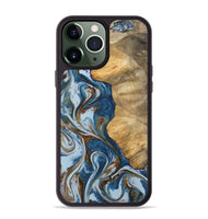 iPhone 13 Pro Max Wood Phone Case - Hermien (Teal & Gold, 745452)