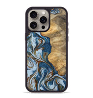 iPhone 15 Pro Max Wood Phone Case - Hermien (Teal & Gold, 745452)