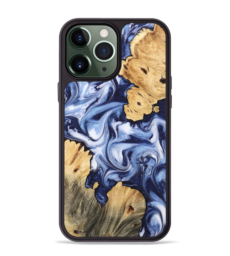 iPhone 13 Pro Max Wood Phone Case - Four (Blue, 745459)