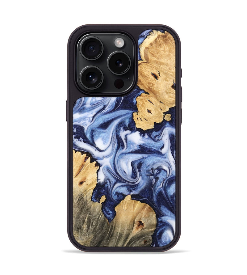 iPhone 15 Pro Wood Phone Case - Four (Blue, 745459)