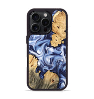 iPhone 16 Pro Wood Phone Case - Four (Blue, 745459)