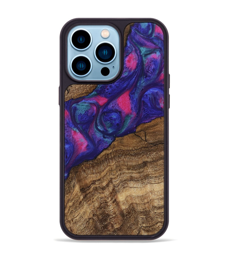 iPhone 14 Pro Max Wood Phone Case - Lamar (Purple, 745485)