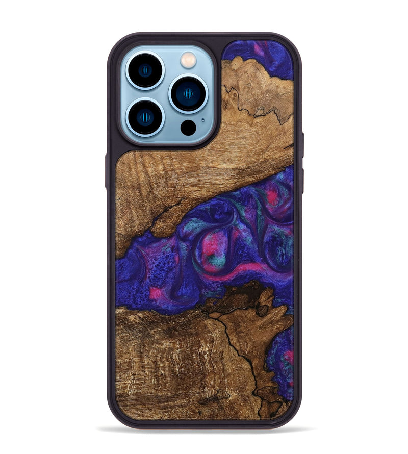 iPhone 14 Pro Max Wood Phone Case - Birdie (Purple, 745493)