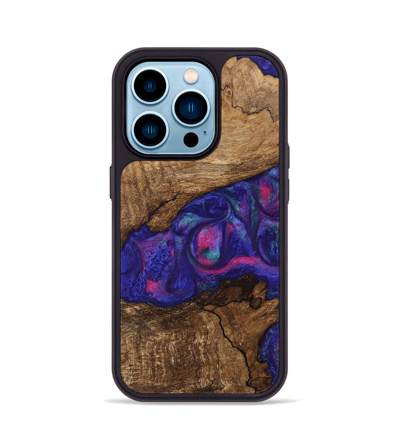 iPhone 14 Pro Wood Phone Case - Birdie (Purple, 745493)