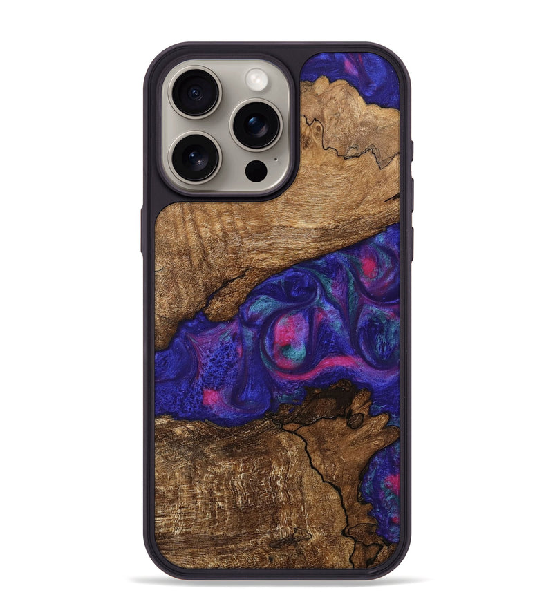 iPhone 15 Pro Max Wood Phone Case - Birdie (Purple, 745493)