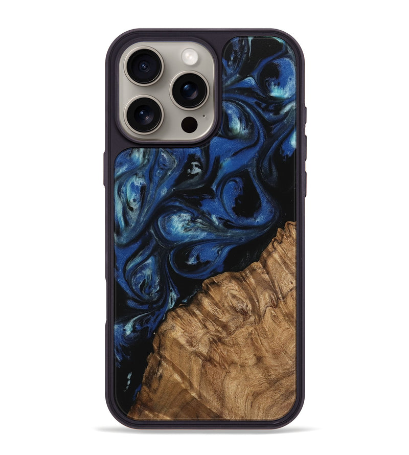 iPhone 16 Pro Max Wood Phone Case - Montana (Blue, 745509)