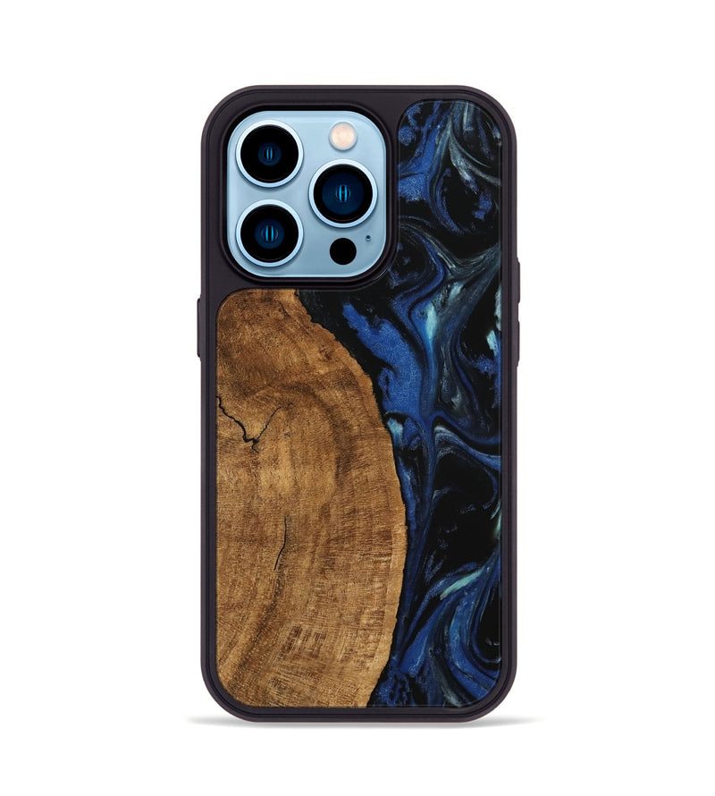 iPhone 14 Pro Wood Phone Case - Kandice (Blue, 745525)