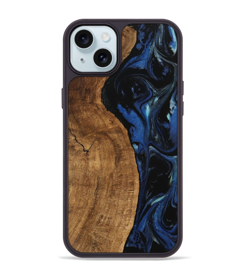 iPhone 15 Plus Wood Phone Case - Kandice (Blue, 745525)