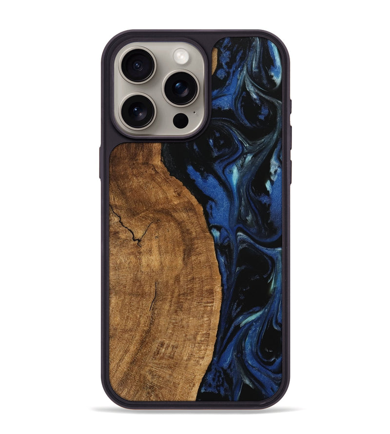 iPhone 15 Pro Max Wood Phone Case - Kandice (Blue, 745525)