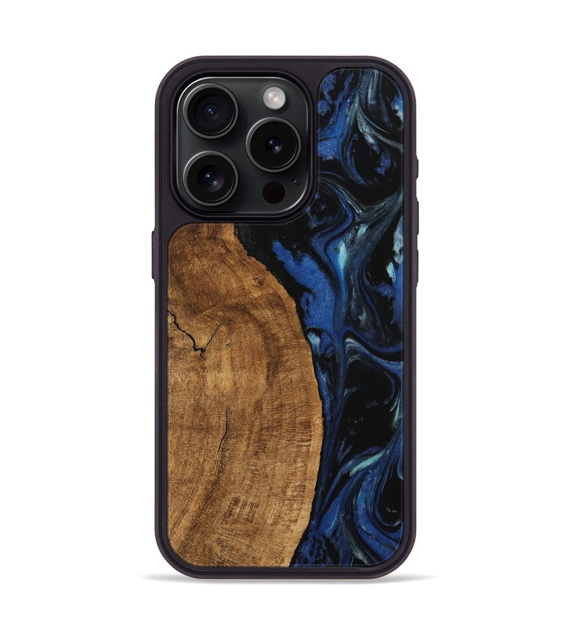 iPhone 15 Pro Wood Phone Case - Kandice (Blue, 745525)