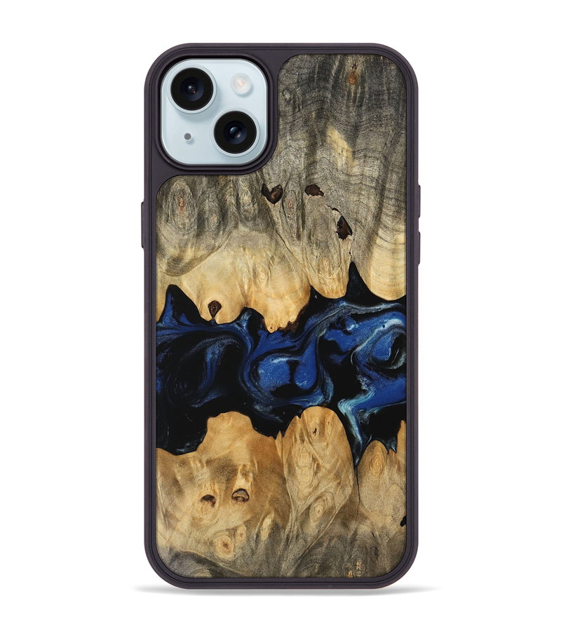 iPhone 15 Plus Wood Phone Case - Briar (Blue, 745527)