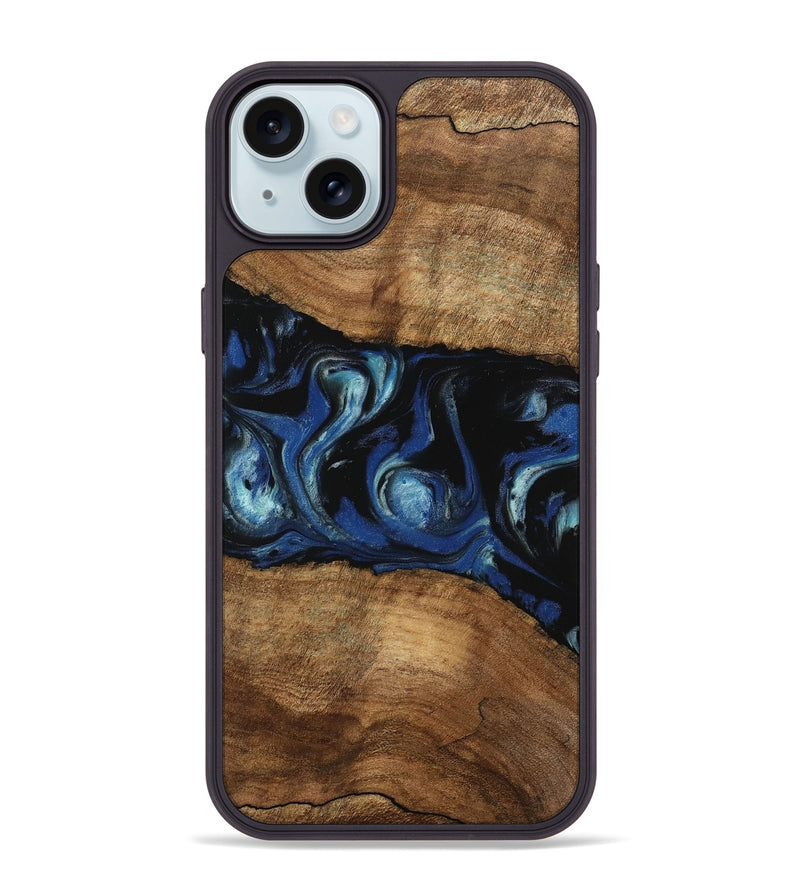 iPhone 15 Plus Wood Phone Case - Arleen (Blue, 745535)