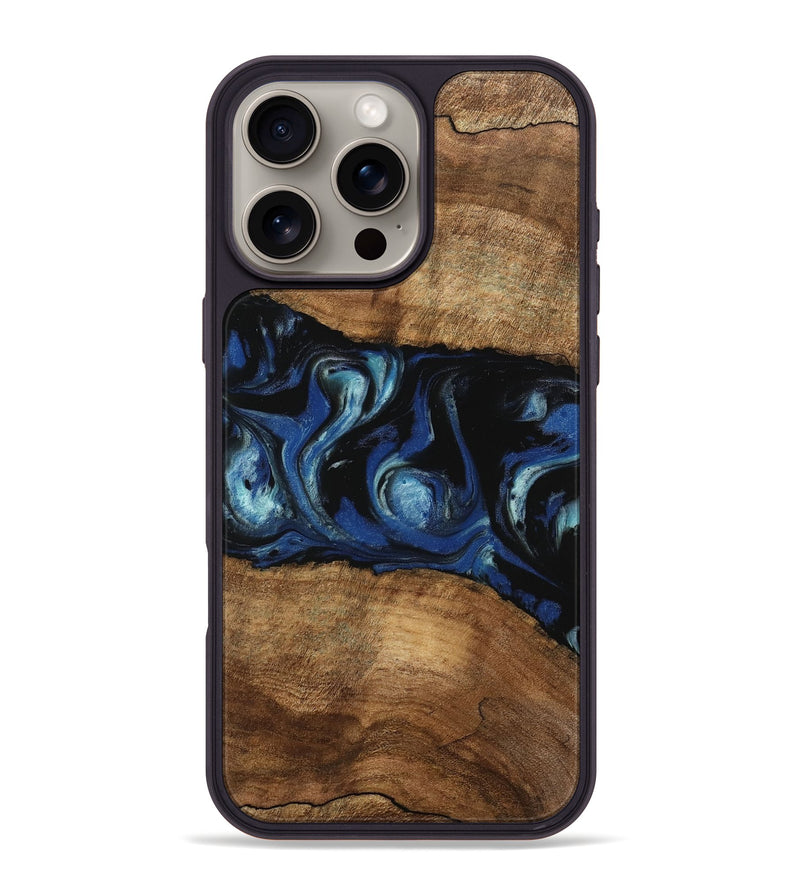 iPhone 16 Pro Max Wood Phone Case - Arleen (Blue, 745535)