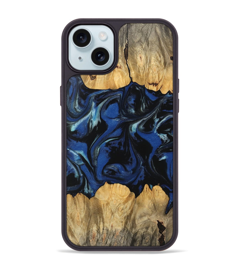 iPhone 15 Plus Wood Phone Case - Reva (Blue, 745555)